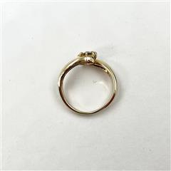 14k Yellow Gold Old European Diamond Bypass Engagement Ring Size 5.5
